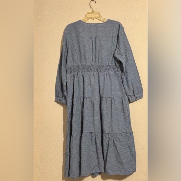 Simplee Plus Checkered Pullover Pleated Dress black / white plus size 2XL - Picture 5 of 12